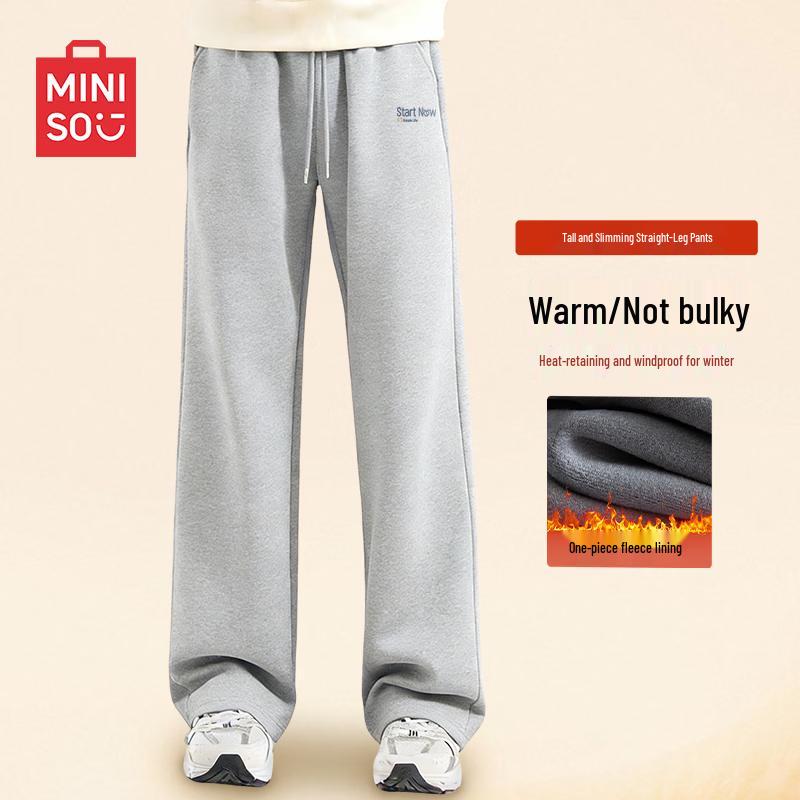MINISO Men s Winter 2025 American Casual Fleece-Lined Joggers XL