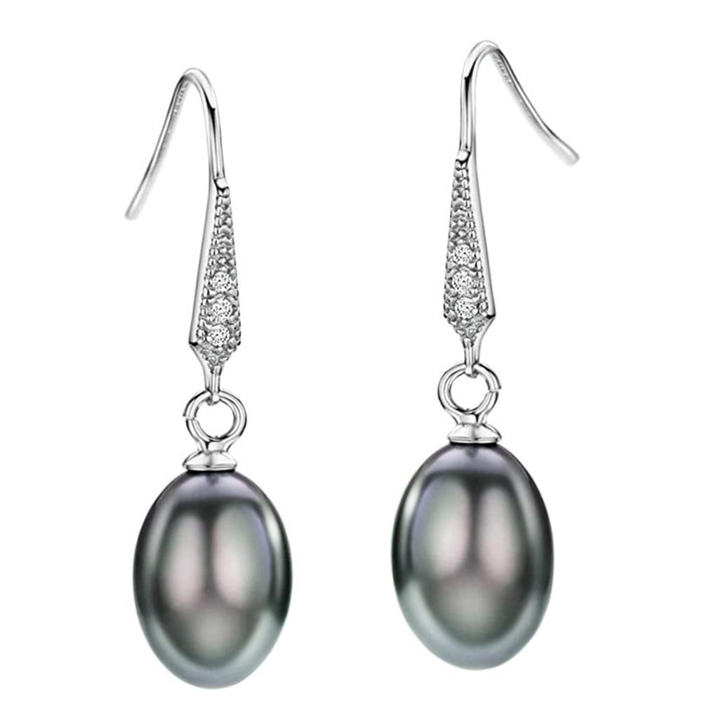 European and American Elegant Temperament Pearl Earrings High-end Baroque Light Luxury Black Pearl Zircon Zircon Wholesale