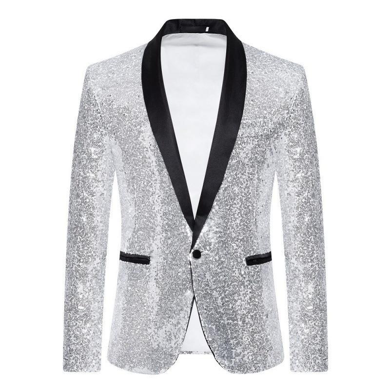 Men Sequined Blazer Casual Long Sleeve Suit Jacket