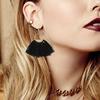 Fan-shaped Tassel Hollow Pendant Earrings