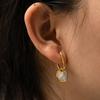 INS fashion versatile new titanium steel earrings 18K white fritillary round brand pendant earrings jewelry