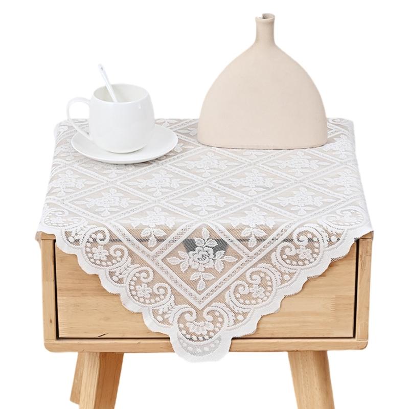 Luxurys Sheer Lace Tablecloth Stains Resistant Table Runner Easy cleaning Surfaces Perfect For Coffee Tables Bedside Cabinets