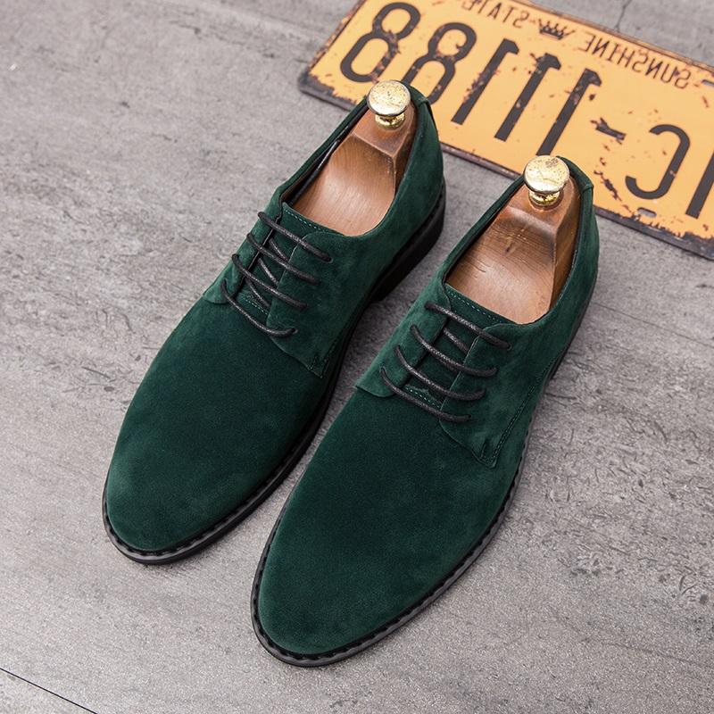 Módna Luxusná Dizajnová Pánska Vintage Zelená Semišová Večerná Oxford Obuv Mokasíny Svadobná Párty Formálna Obuv Sapato Social Masculino