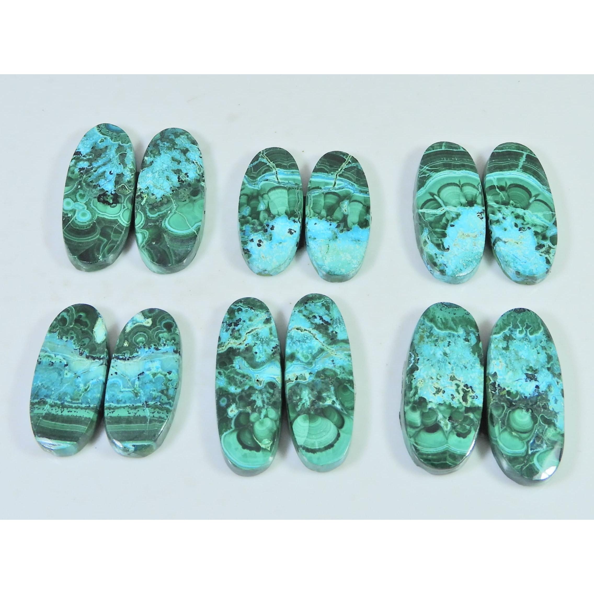 177Cts. Natural Chrysocolla Malachite Oval Cabachon Loose Gemstone 06Pcs Lot C-2798