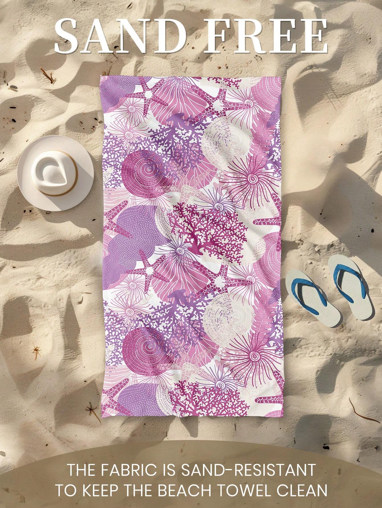 

Bohemian Pink Purple Marine Life Beach Towel-Lightweight Microfiber,Quick Drying, Machine Washable Suitable for Beach,Camping W40*H60(CM)