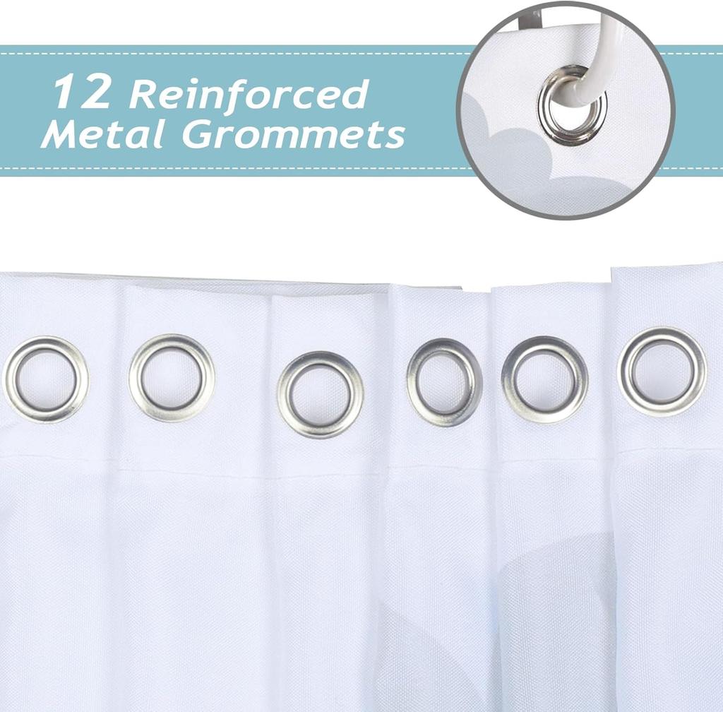 Whale Ocean Blue Kids Cartoon Undersea Theme Waterproof Washable Polyester Shower Curtain 180 X 180cm with 12 Hooks