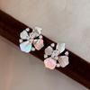 Women's Korean Minimalist Silver Needle Fritillary Flower Zirconia Stud Earrings - Light Luxury High-End Design