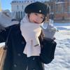 Ice Blue Knitted Soft Waxy Scarf Women's Winter Warm Thickened with Blended Solid Color Versatile Scarf, Long Style