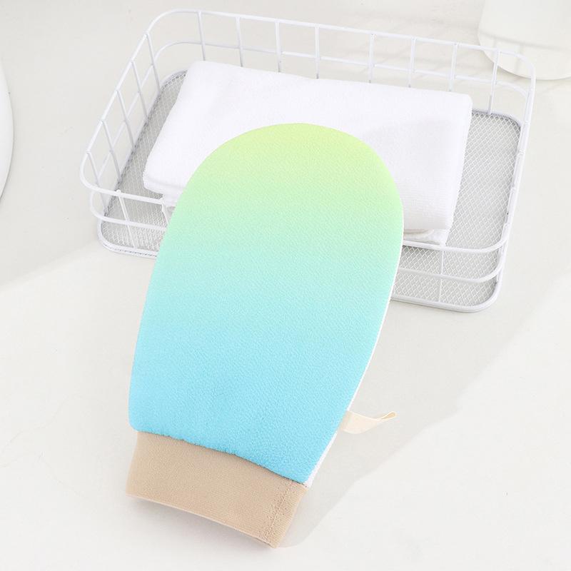 Thin Double Sided Shower Gloves Gradient Colored Single-layer Bath Towel Body Cleaning Exfoliating Peeling Rubbing Scrub Gloves