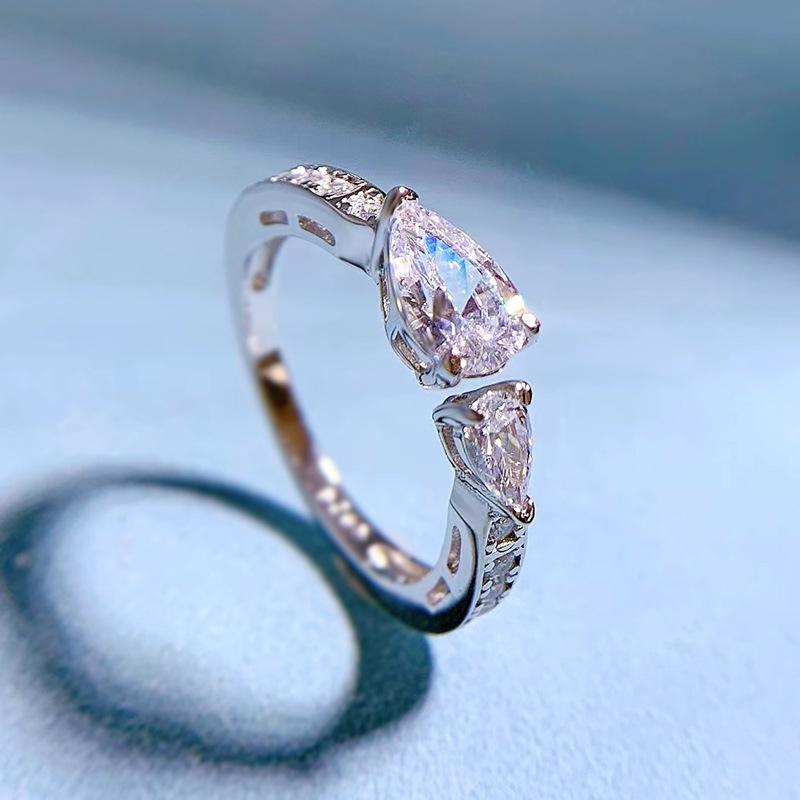 

Ювелирные изделия Xiancan Серебро S925 Имитация Сапфира Грушевидное Синее Кольцо - Женский Европейский и Американский Стиль, Дизайн 2022 года Size 9 белый