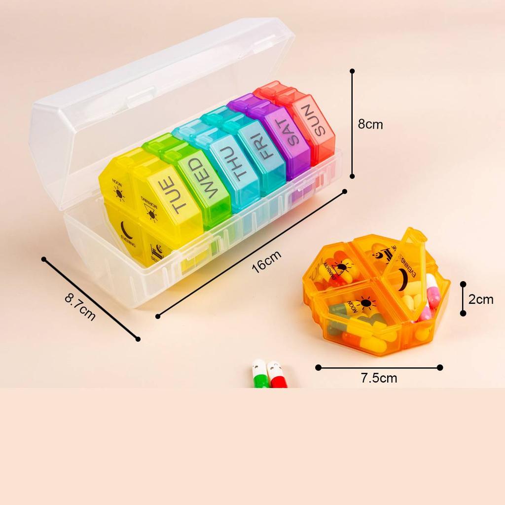 Pill Cases Box Organizer 7 Days 28 Grids 4 Times One Day Portable Travel with Large Compartments for Vitamins Medicine Fish Oils