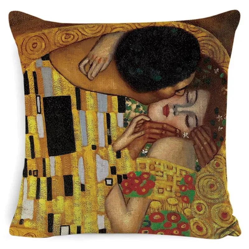 Gustav Klimt Painting Cushion Cover Gold Pattern Print Pillow Cover Throw Pillowcase Decorative For Home S