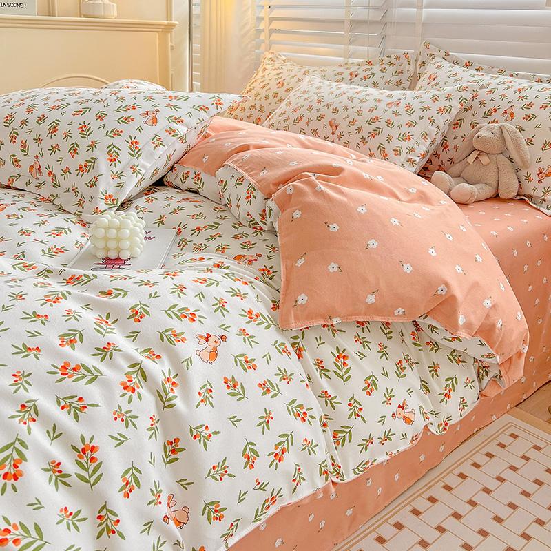 Flower Botanical Duvet Cover Set 3pcs Floral Bedding Set for Kids and Adults Comforter Covers Pillowcases, Washable Home Textil