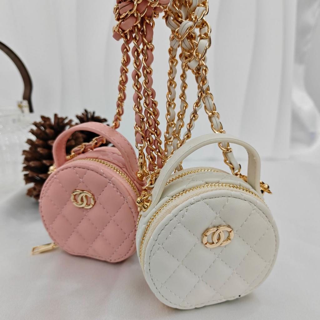 New Product Gold Ball Chain Small Round Cake Cute Mini Small Waste Bag One Shoulder Crossbody Lipstick Bag Small Fragrance Pendant Fashion