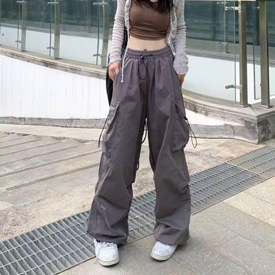 Spring Summer Casual Cargo Women's Pants Streetwear Fashion Elastic Waist Baggy Pants Ankle Length Oversize Women Trousers