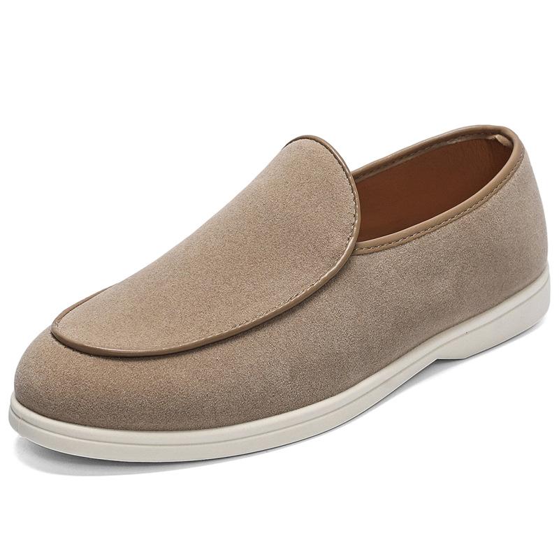 Mens Wide Width Suede Loafers Slip-On Moccasins Soft Sole Flat Comfortable Casual Driving Shoes Breathable Leisure Shoes Loafers