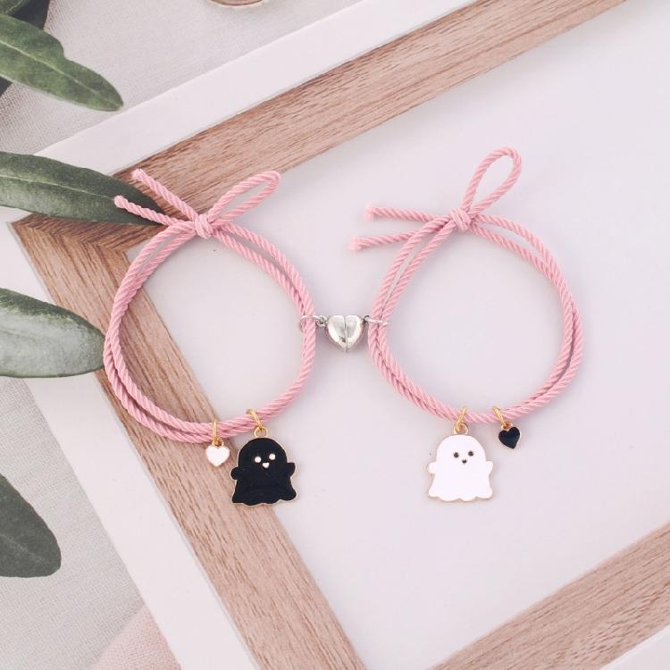 Halloween Cartoon Ghost Pendant Braided Bracelet Gifts Friendship Jewelry