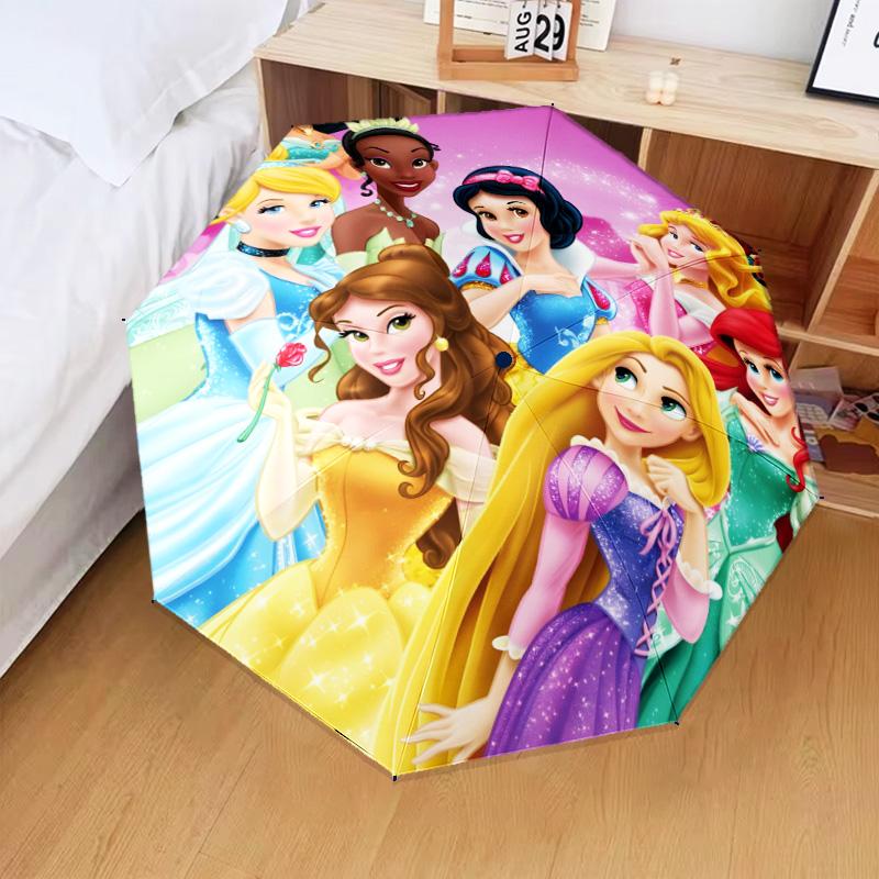 1PC Cartoon Princess Printed Umbrella Folding Umbrella, Automatic Umbrella 8-Frame for Travel, Camping Fan Gifts Christmas Gifts