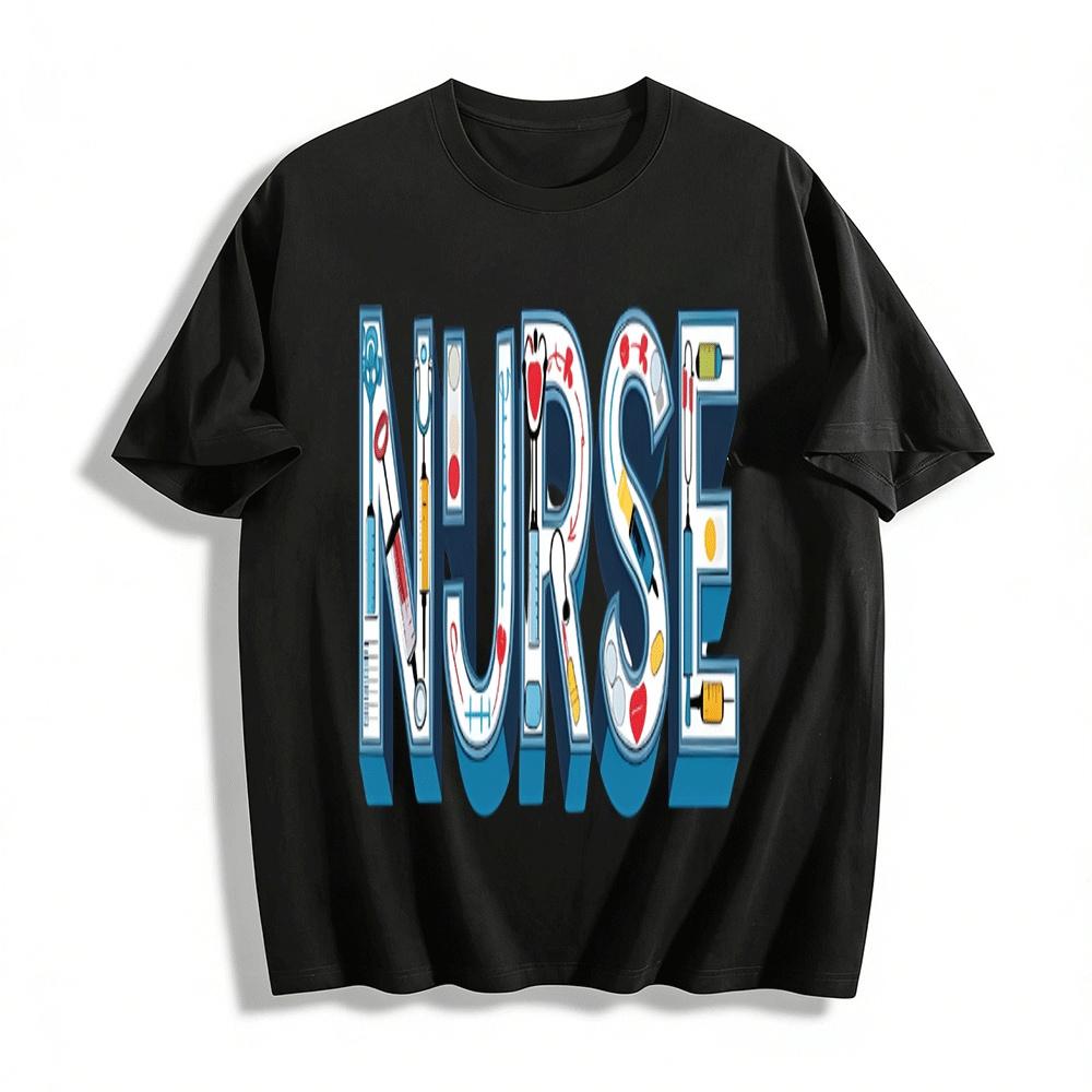 Fun Medical Element Nurse Themed Print Casual Top Pure cotton T-shirt XXS