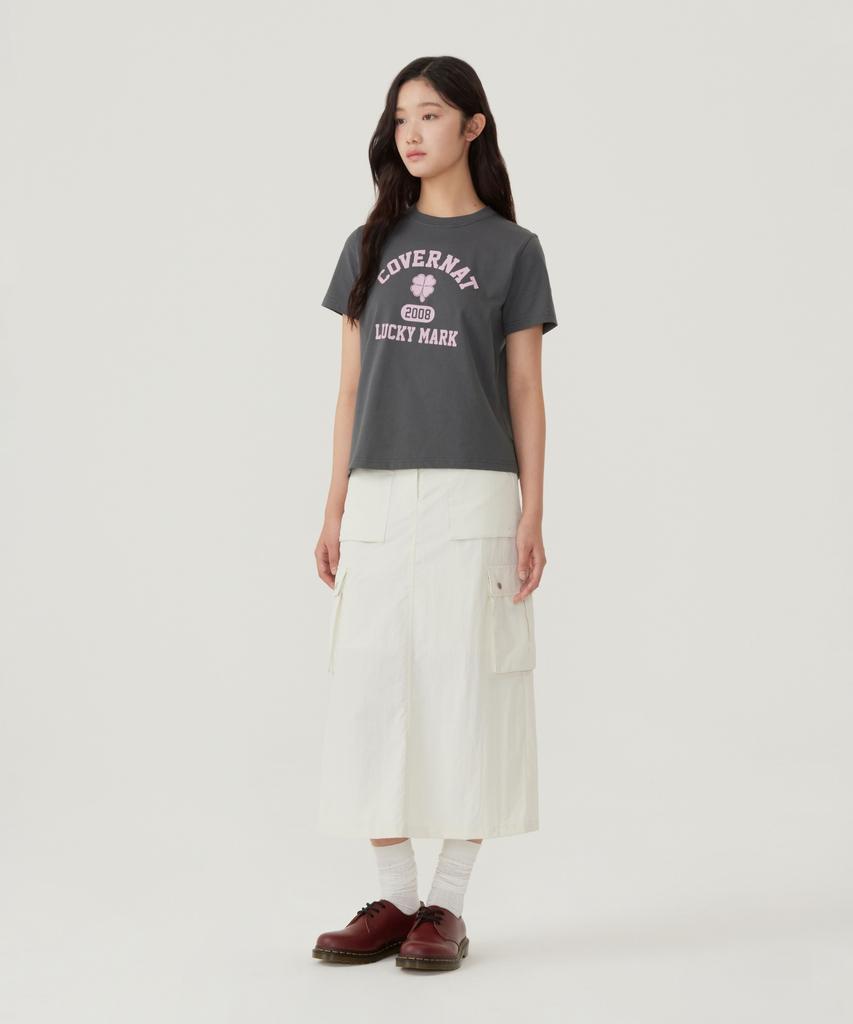 COVERNAT WOMAN Clover Graphic T-Shirt Ecru