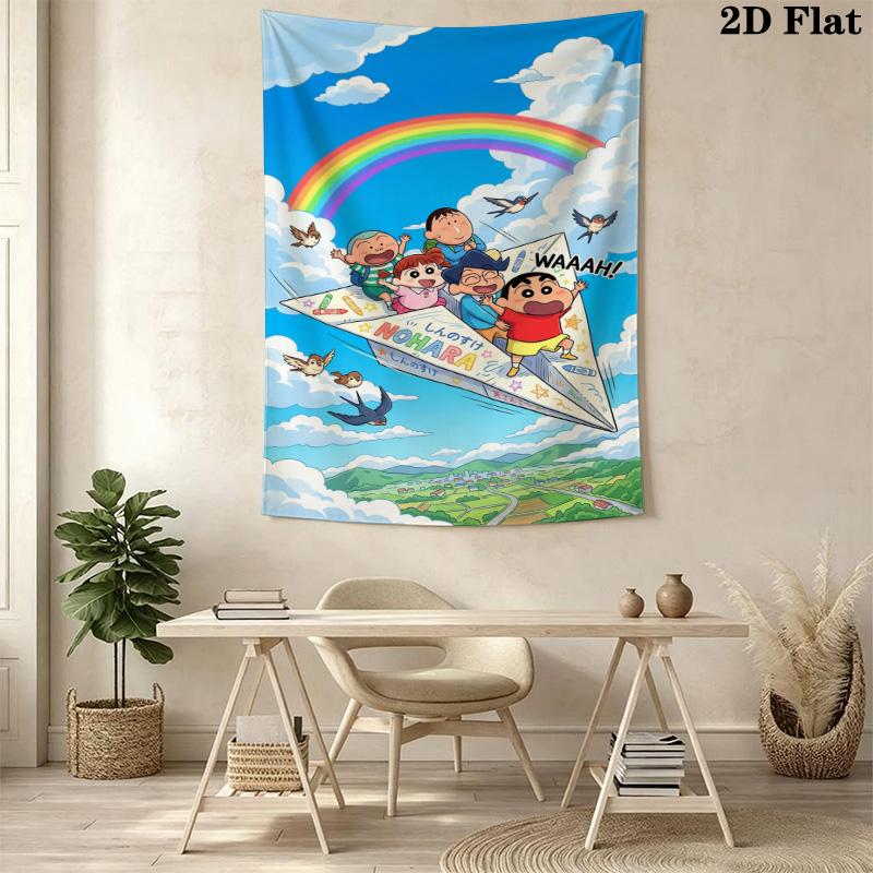 Shinchan Colorful Rainbow Umbrella Tapestry Wallmounted Background Cloth Soft Homestay Soft Decoration Tapestry Background Cloth