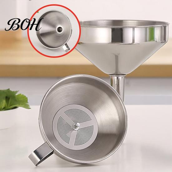 Metal Funnel for Kitchen Use Stainless Steel with Handle, Wide Mouth Handled Funnel, Oil Pouring Smooth And Anti-Splash Storage