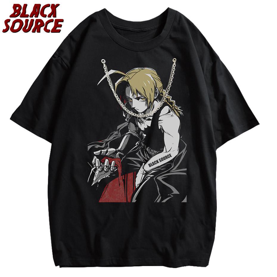

HipHop Streetwear Retro Tshirt Japan Anime Character Graphic T Shirt Cotton Men Oversize Vintage Tshirt Washed Short Sleeve M