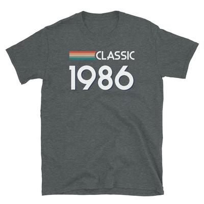 Klassisches Retro-inspiriertes Grafik-Geburtstags-T-Shirt 1986 Vintage Kurzarm Unisex