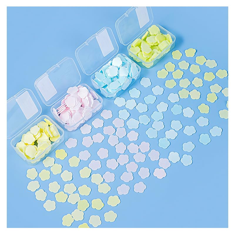 Set of 4 Disposable Soap Paper Portable Mini Soap Cute Petal Popular Cleaning Perfect Gift Disks, Disks, Shape, Supplies, Travel, Elderly, Kids,
