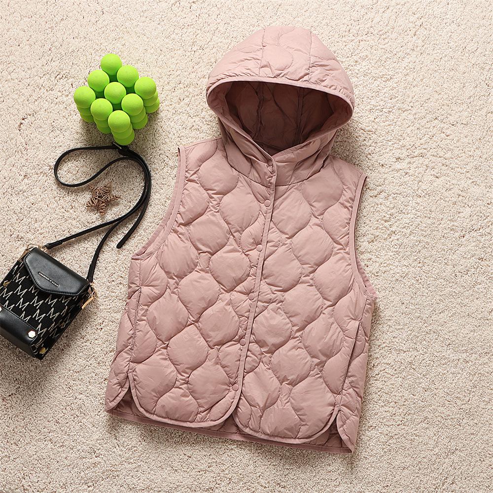 Arrivals Women Fashion Ultralight Thin Hooded Down Jackets Spring Winter Female Korean Slim Fit Sleeveless Puffer Coat