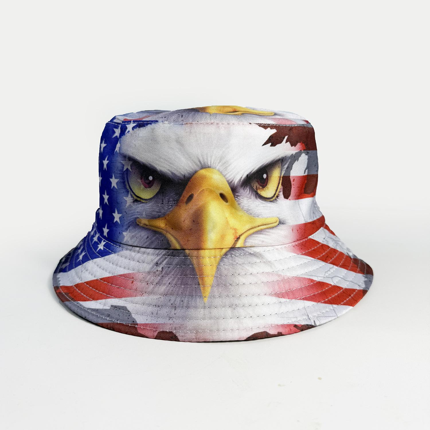 

1pc Eagle Pattern Patriotic American Flag Bucket Hat,Summer Shade Fashion Panama Hat,Suitable for Independence Day Everyday Use One Size белый