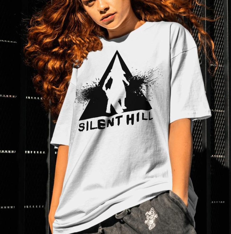 

Футболка с треугольной головой дизайн Silent Hill Футболка подарок для геймеров Унисекс чистый хлопок всесезонная базовая футболка винтажные футболки S