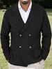 Men's Outdoor Casual Loose-fitting Plain Knit Jacket With A Green Collar And Double-breasted Buttons