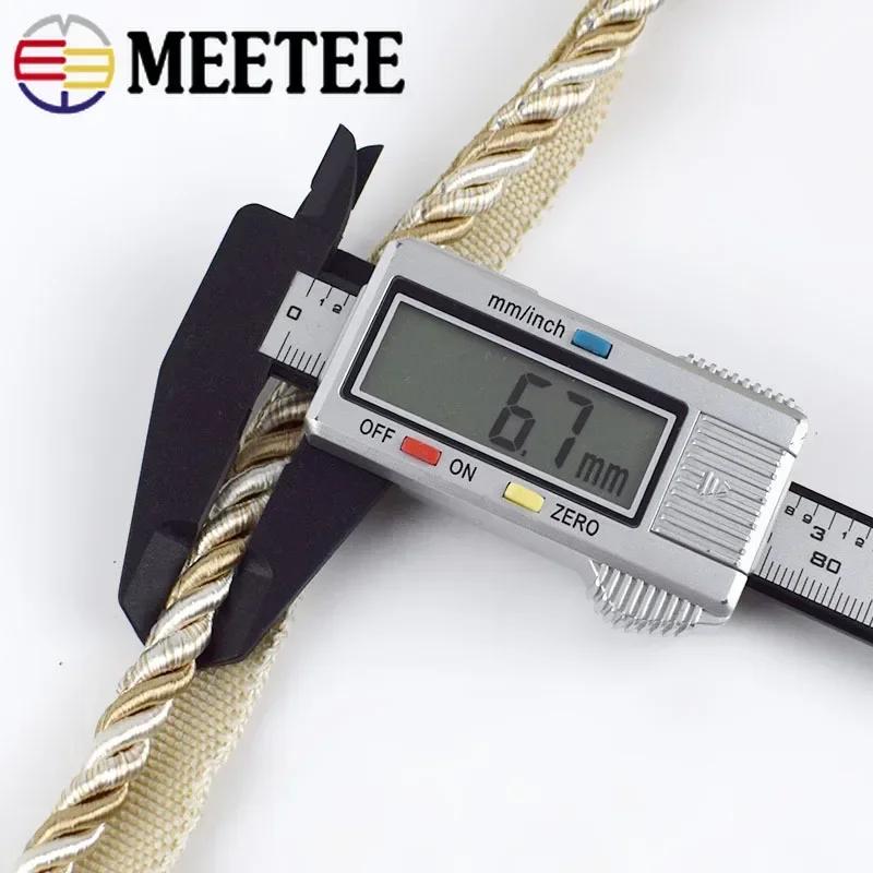 2/5/12M Meetee 6mm Two-color Lace Rope Trim Decorative Strap Webbing Cord for Sofa Curtain Sewing Handmade Material Accessories