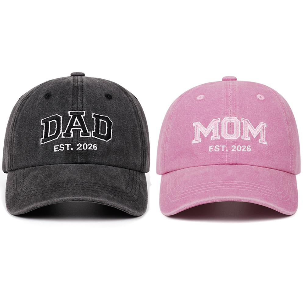 Mamma Papà Lavaggio Vintage Ricamo Lettere Cappellino da Baseball Donna Uomo Evento Sportivo all'Aperto Casual Cappellino Anatra