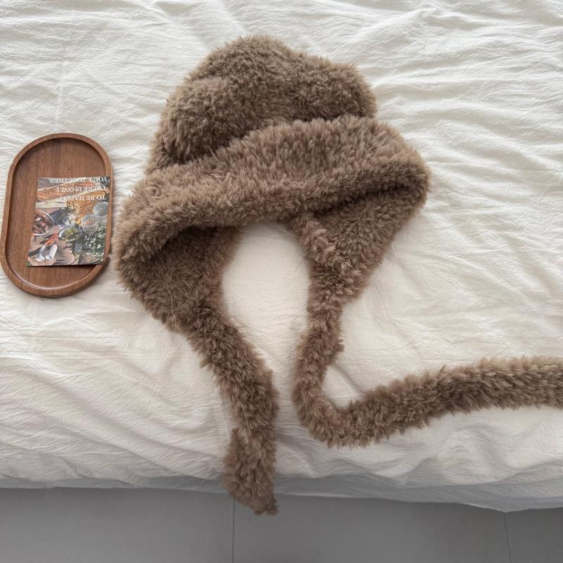New Cute Ears Plush Hat Straps Autumn and Winter Warm Ear Hat Women's Sweet Couple Hat