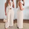 2026 Spring/Summer Deep V-Neck Sleeveless Wide-Leg Slimming Jumpsuit Fashion Style