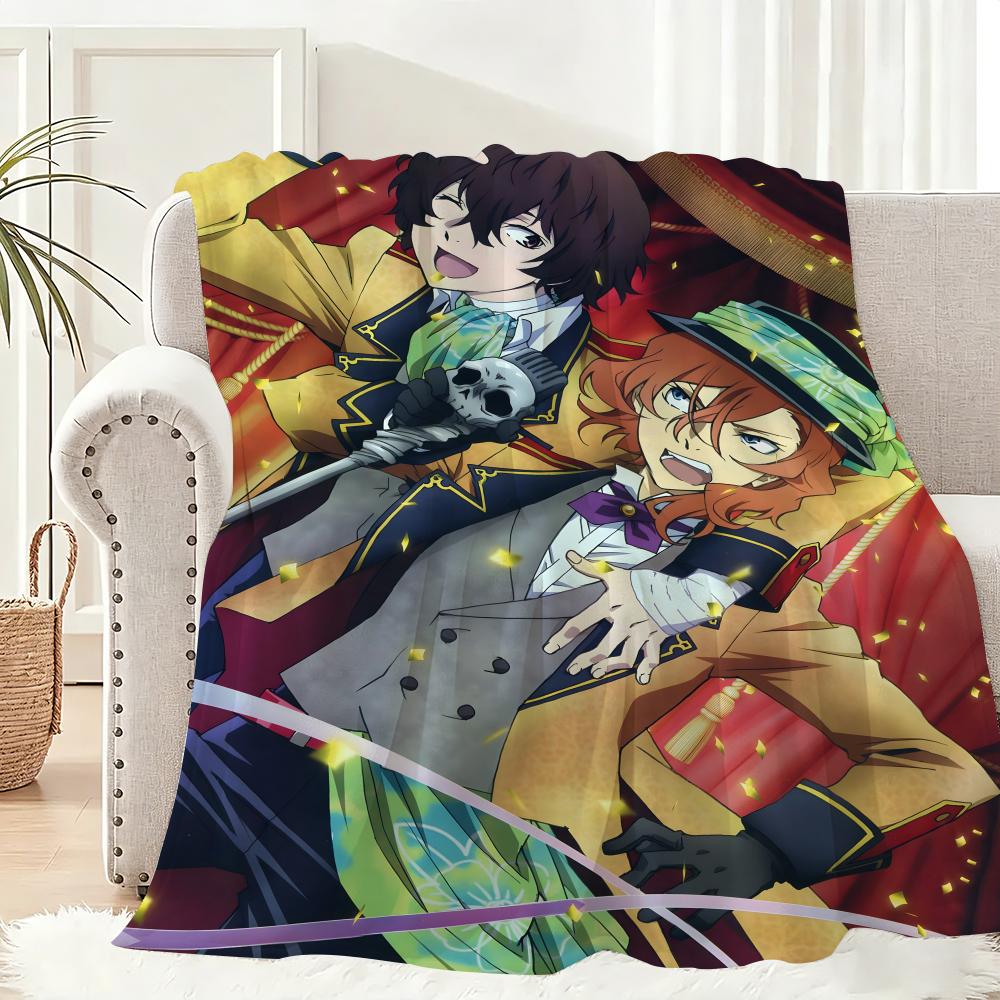 Classic comics Bungo Stray Dogs Throw Lightweight 240g Flannel Blanket Soft Skin-friendly for Summer Cooling 75x90cm