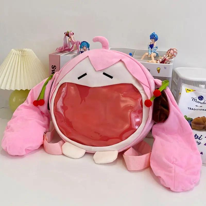 Miku Ita Bag Sakura Miku Plush Big Mouth Backpack Hatsune Miku Commuter Crossbody Bag Cosplay Badge Storage Girl Holiday Gift
