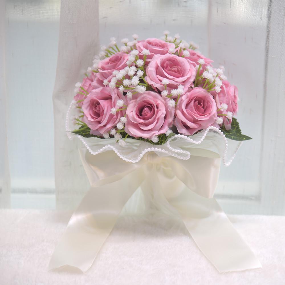 Rose Gypsophila Bouquet - Silk Flowers for Weddings, Photography, Christmas, and Valentine's Day Gifts