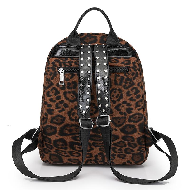 Leopard Print Bag Women's Backpack Student Schoolbag