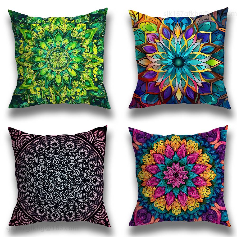 Flower Of Life Mandala Pillow Case Sofa Living Room Bedroom Headboard Backrest Cushion Square Cushion Nap Time