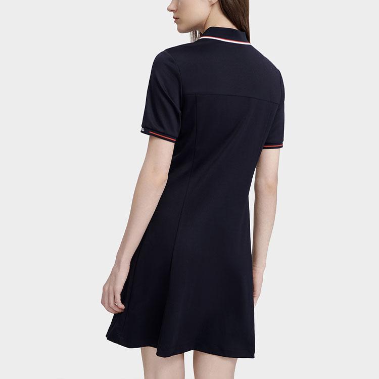 Fila Classic Business French Knit Casual Polo Dress Women Dresses Legendary-Blue F11W321303ANV