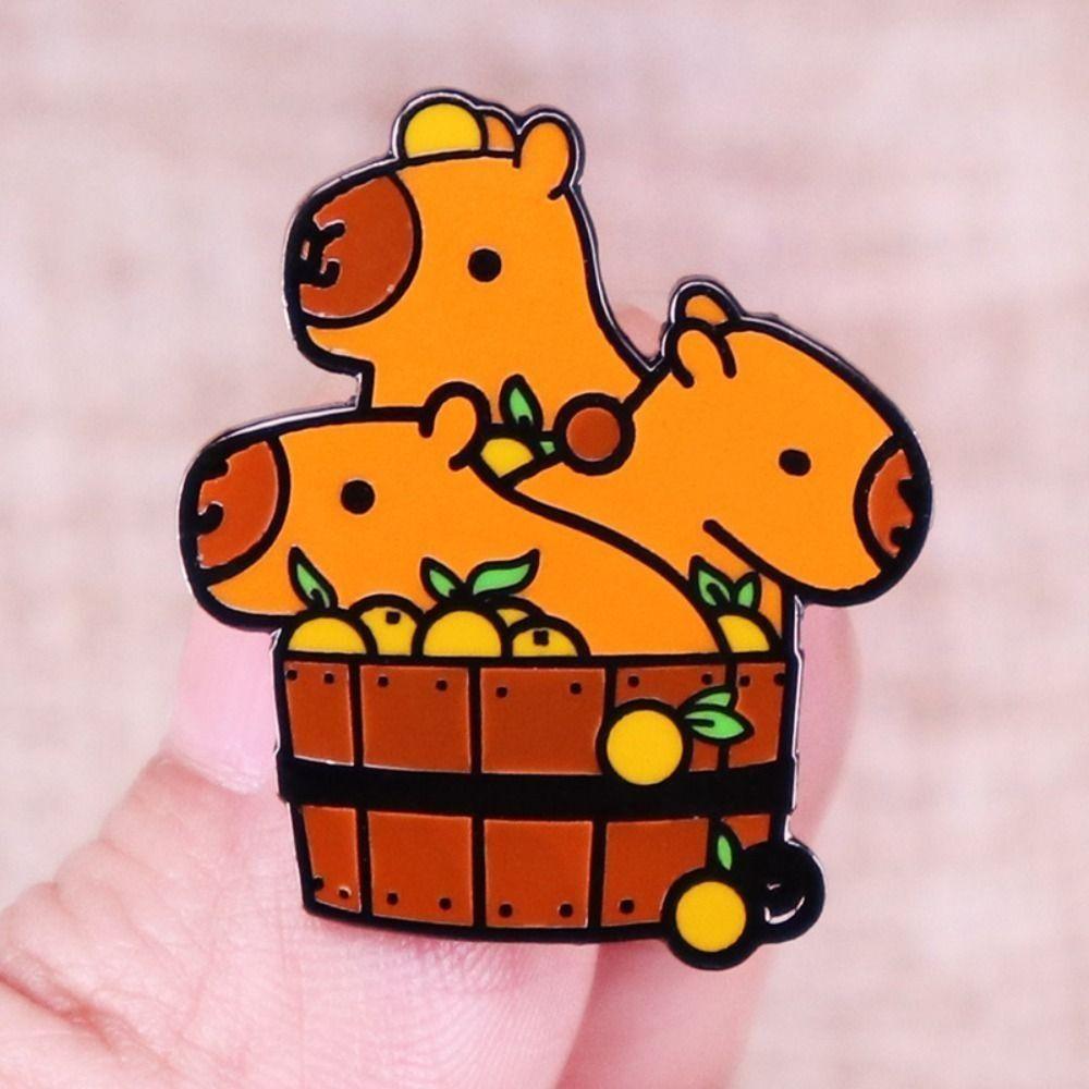 Emoticon Pack Capybara Brooch Animal Capybara Zinc Zinc Alloy Badge Cartoon Pin Brooch  Backpack Accessories
