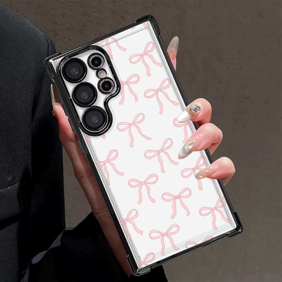 Phone Cover Funda Case for Samsung Galaxy 25 S24 FE Note 20 Ultra S23 S22 Plus S25Edge S20 Ultra S21 Fashion Pink Bow
