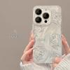 Luxury Glitter Laser Silver Flowers Phone Case For iPhone 15 Pro Max16 14 XS 13 11 1217 Advanced Shiny Hard Shell Material Cover