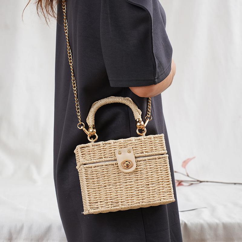 Summer Box Small Purse and Handbags For Women Rattan Straw Woven Crossbody Shoulder Bags Female Fashion Chain Travel Beach bags
