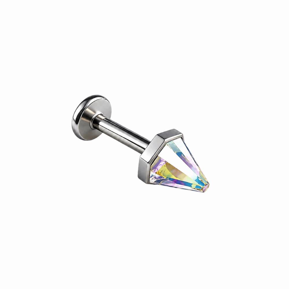 Stainless Steel Flat Back Stud Crystal Cone Cartilage Earring Gifts Piercing Stud  Ear Piercing