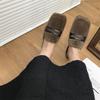 2025 New Style Concise Square Toe Simple and fashionable Shoes Woman Winter Slippers Ladies  Style Flat Plush Shoes