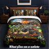 Monster Truck Theme Custom Text Or Name 3Pcs Bedding Set,1 Flat Sheet & 2 Pillowcases Personalized Home Bedding